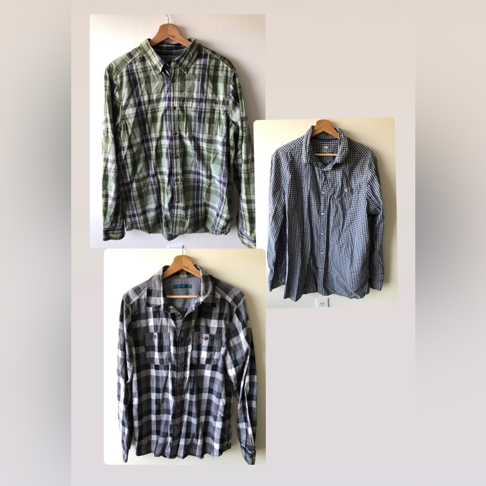 Lot of 3 THE NORTH FACE Plaid Button-Up Shirts. Size Large!